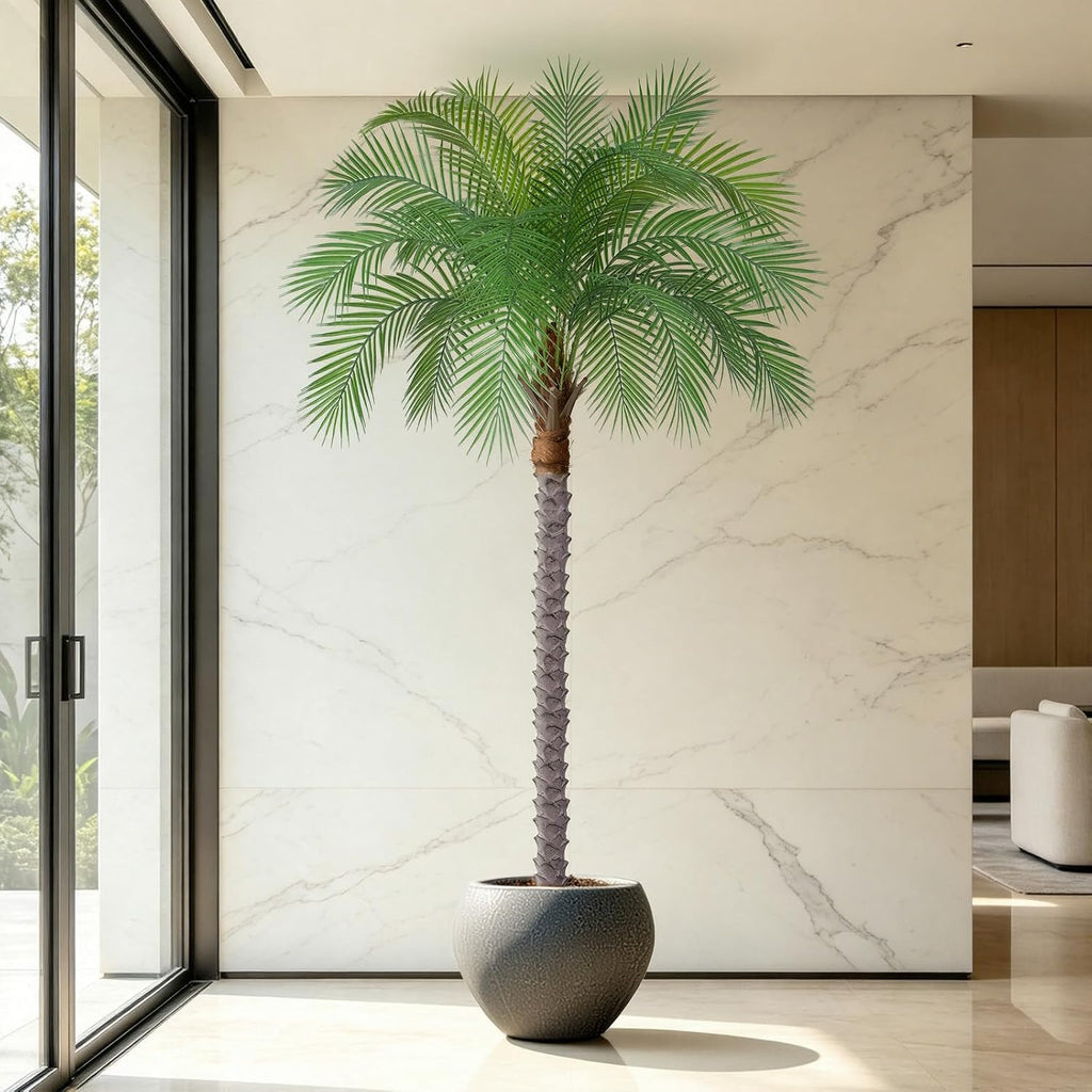 6ft Artificial Phoenix Palm Tree, Faux Coconut Silk Tropical Fake Palm Plant Outdoor Home Office Patio Bathroom Pool - Set of 2