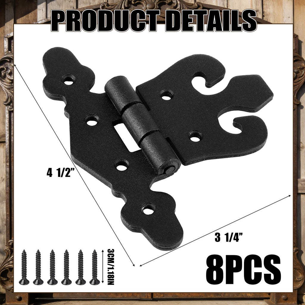 8 Pack 4.5" Antique Cast Iron Vintage Heavy Duty T Hinges