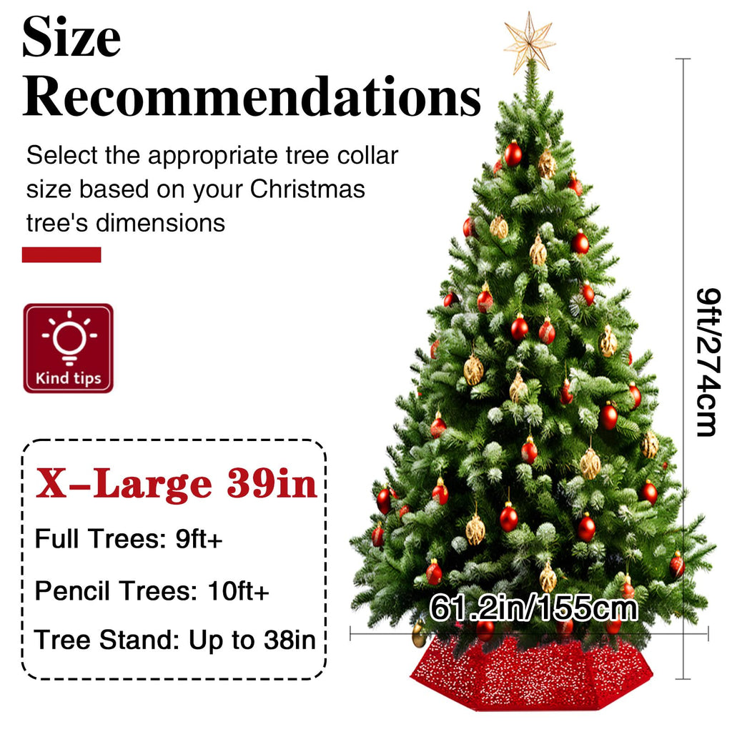Christmas Tree Collar, 39 inch Sequin Tree Skirt Stand Base Cover Decor (White, X-Large)