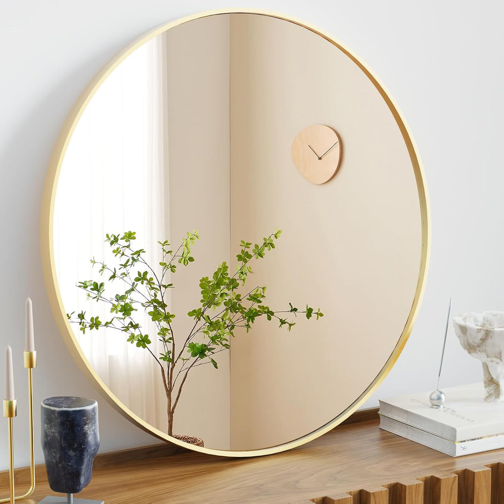 Gold Round Wall Mirror 30 Inch, Bathroom Mirrors for Over Sink, Wall Decor , Vanity