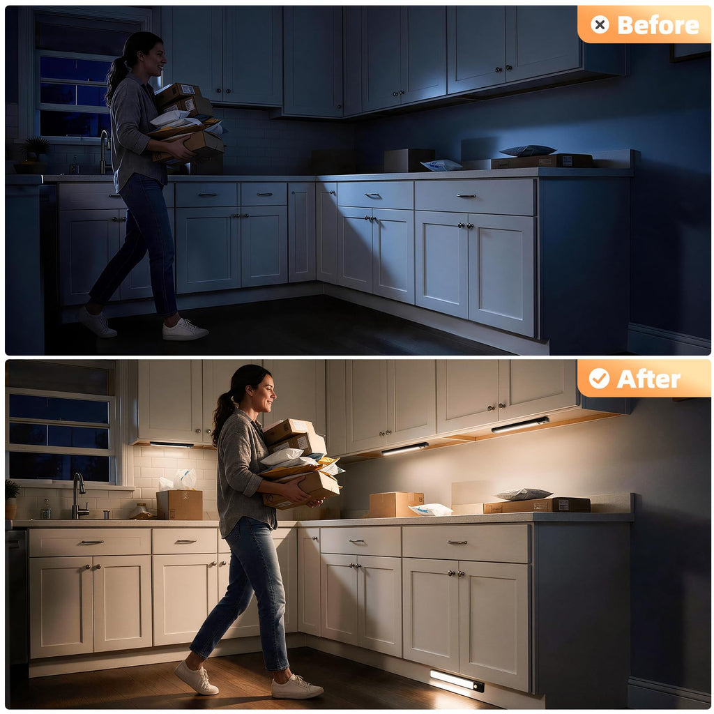 Rechargeable Motion Sensor Light 6 Pack, 3 Color Temps Under Cabinet Lights