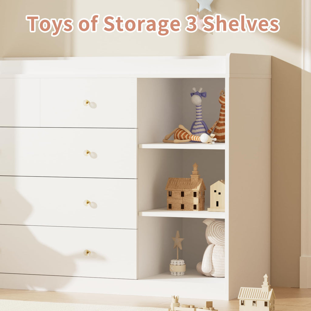 Baby Changing Table Dresser Diaper Change Table with 5 Drawers for Infant