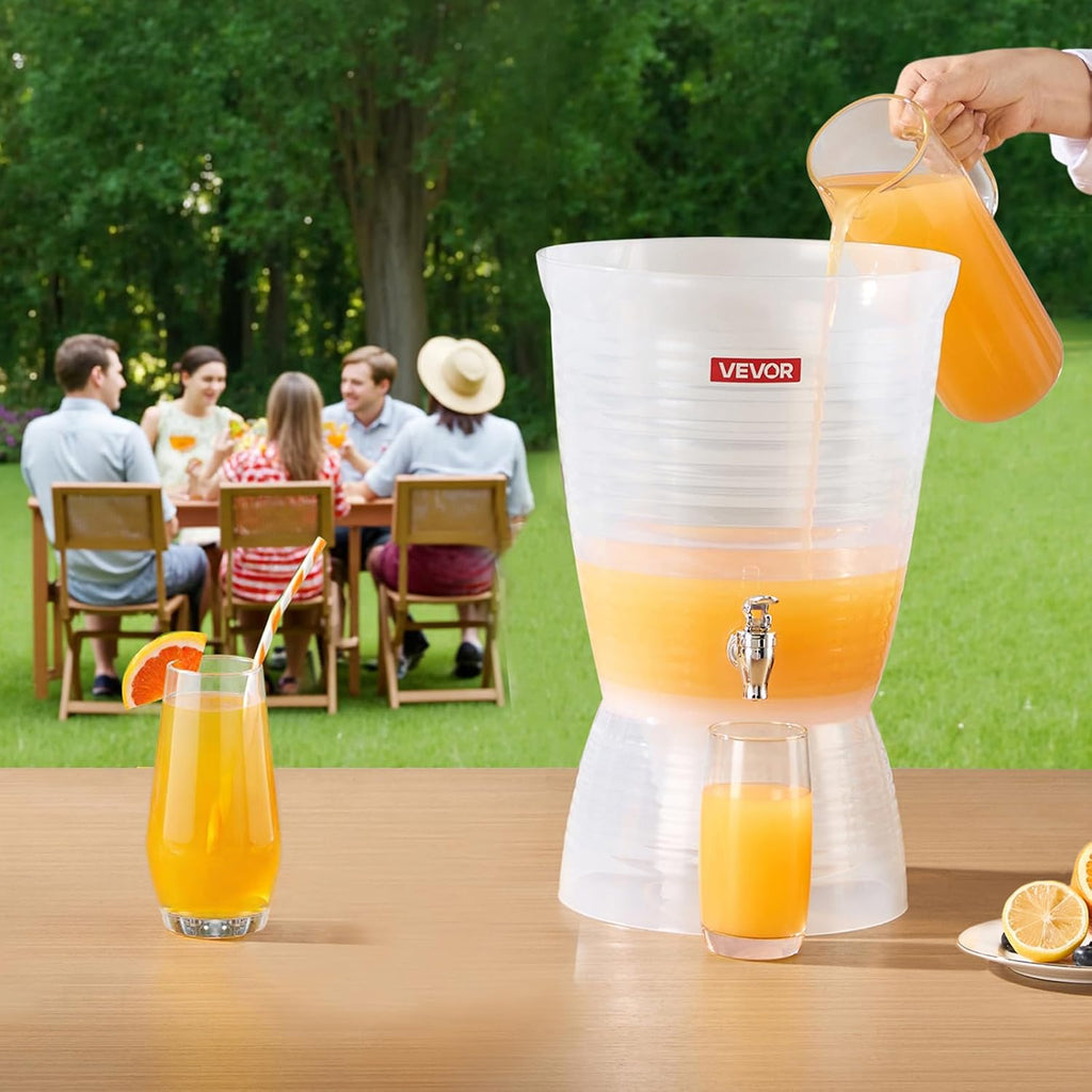 Beverage Dispenser, 2.64 Gallon Drink Dispenser for Parties, Plastic Juice Dispensers with Spigot Ice Chamber, Iced