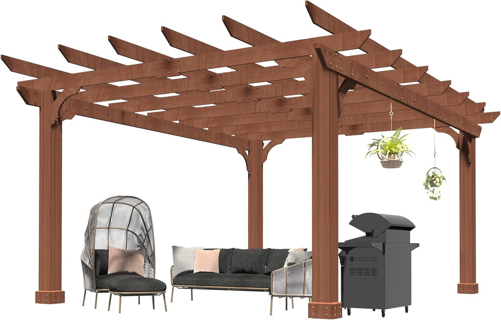 10' x 12' Patio Pergola, Cedar Wood Pergolas with Solid Stru - Image 8