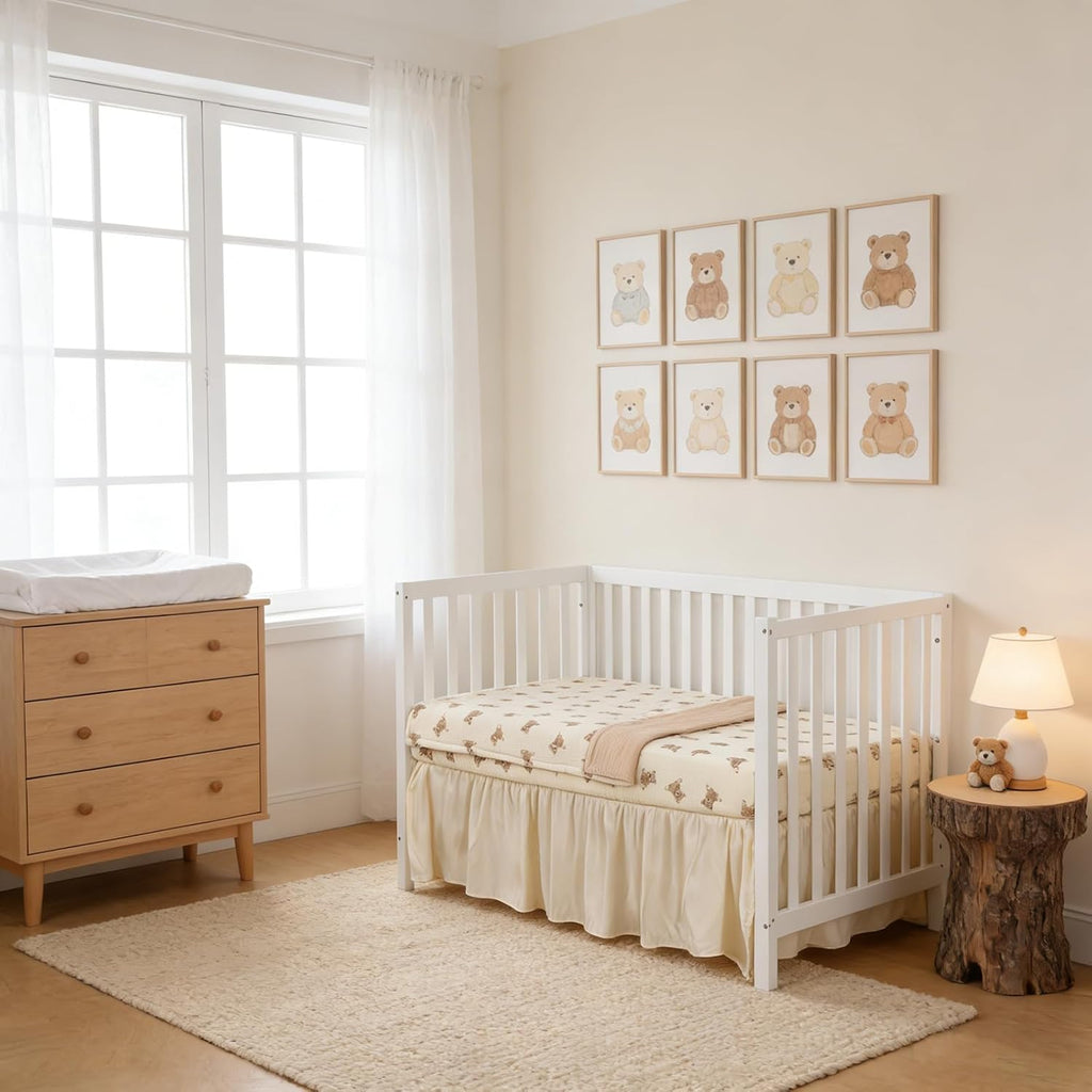 Organic Cotton Muslin Baby Crib Bedding Set 3 Piece Soft for Infant Newborn Toddler Boys Girls 52"x28", Nursery Bed