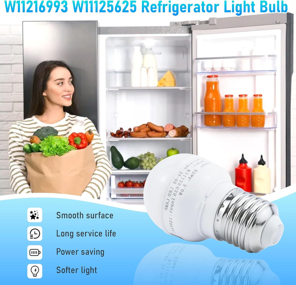 For Whirlpool Refrigerator Light Bulb AP6329125 4813672, PS12349398, W10820003, W11125625.