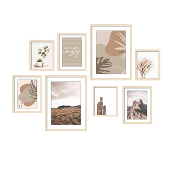 Gallery Wall Frame Set, 8 Pack Neutral Wall Decor, Beige, Large