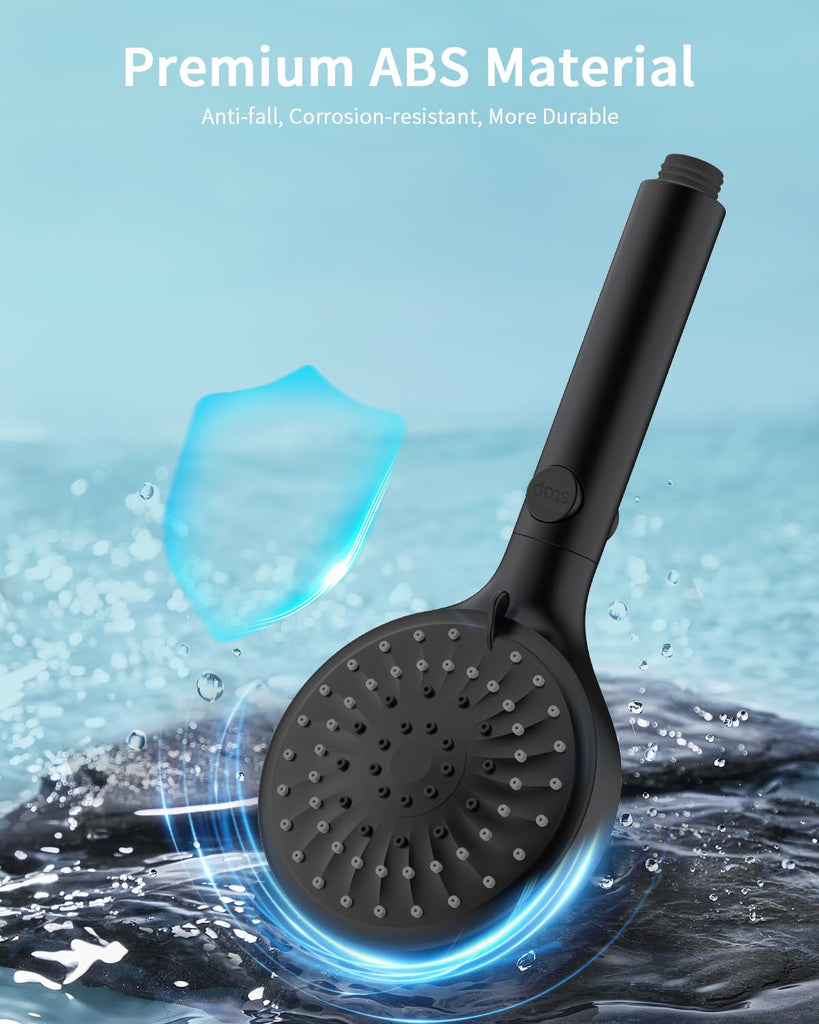 Shower Head with Handheld, High Pressure Showerhead with Hose Black