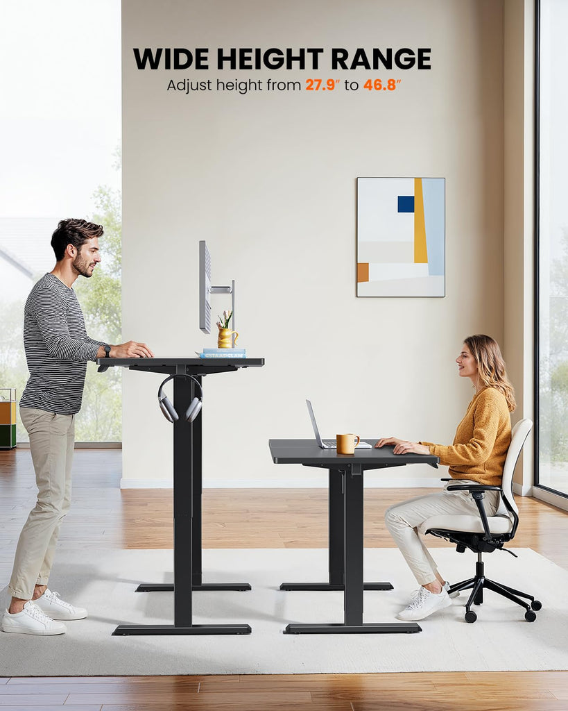 Electric Standing Desk, 55 x 28 inch Height Adjustable Sit Stand Up Desk, Computer Home Office Desk with 4 Memory
