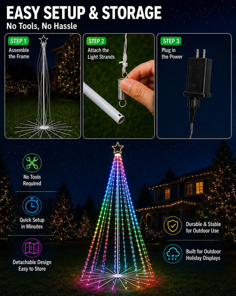 14.5FT Outdoor Christmas Tree with Light, DIY Light Show LED Christmas Tree