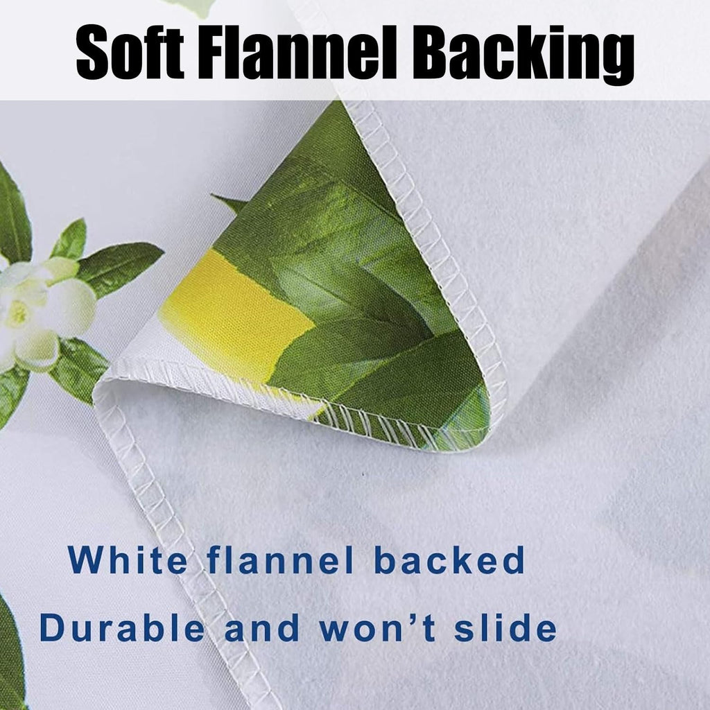 Vinyl Tablecloth with Flannel Backing, 60 x 102 Lemon Stain-Resistant Rectangle PVC Flannel Backed Table Cover