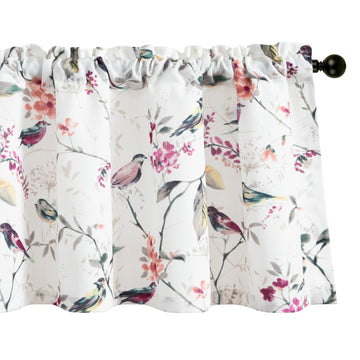 Window Valances for Laundry Bedroom Living Room, Birds Vines Printed Small Curtains Rod Pocket Vintage Semi-Blackout