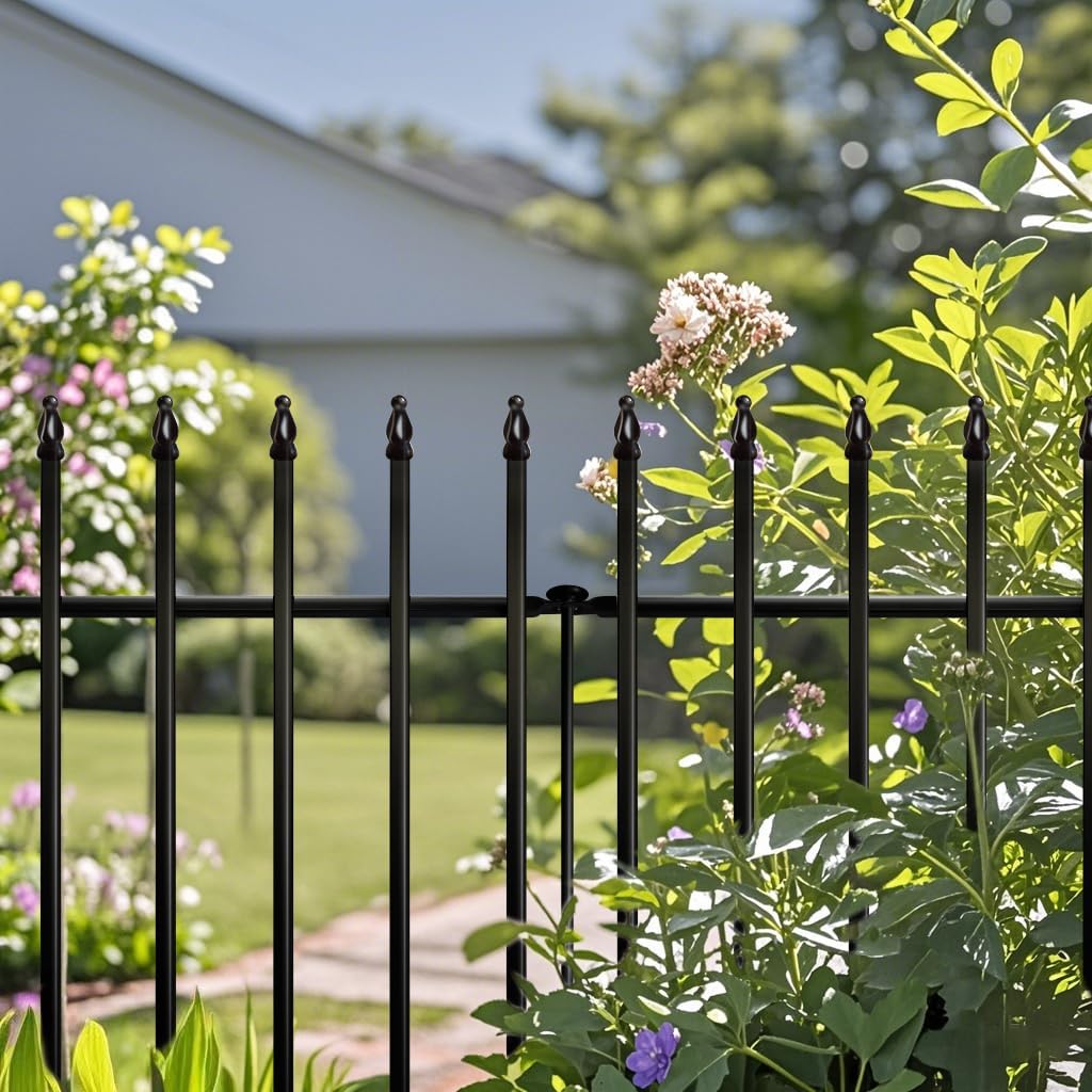 Metal Decorative Garden Fence 36" H x 28" W (5 Panels, Total Length 11.6 feet), Metal Border Folding Fence, Landscape
