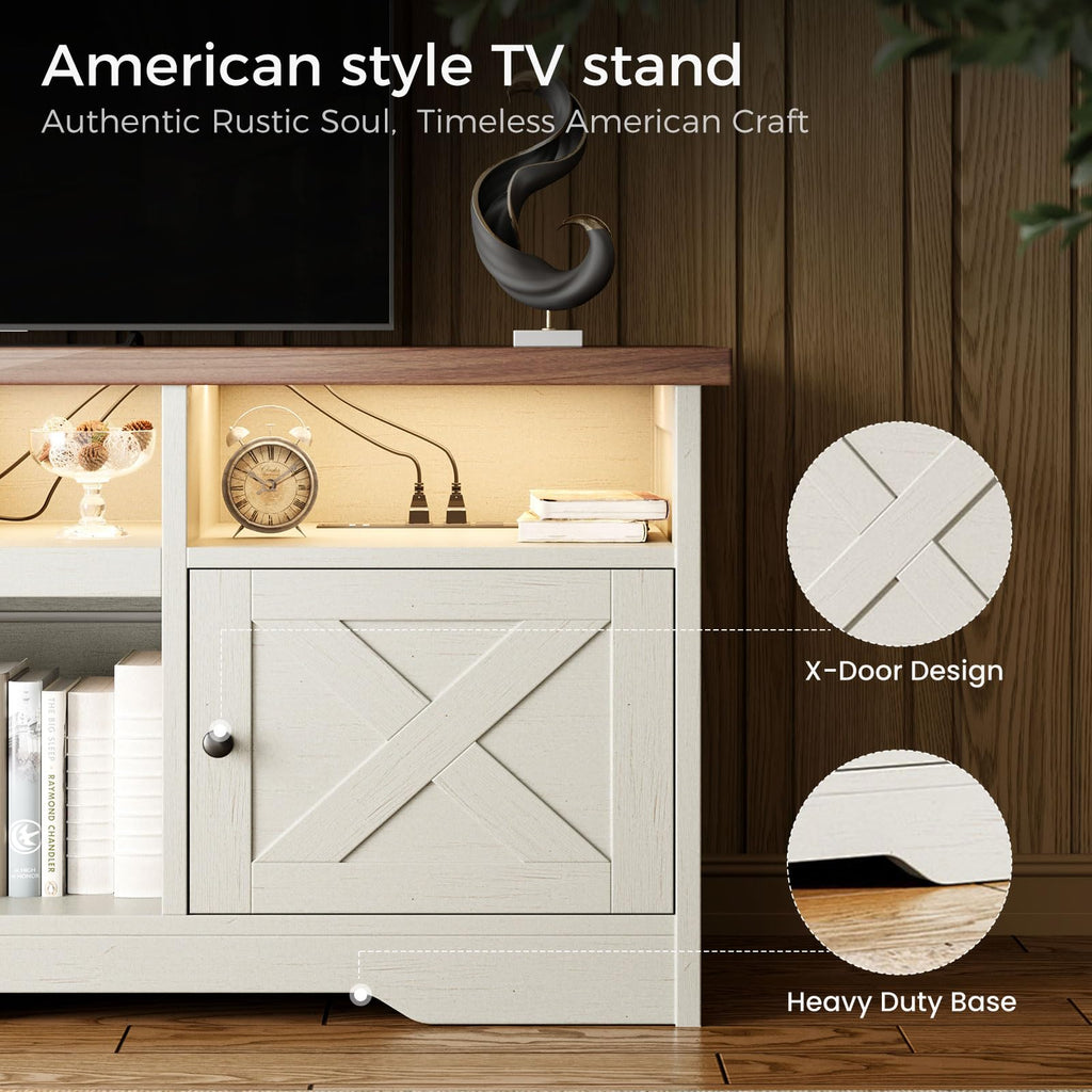 TV Stand for 75+ Inch TV, Entertainment Center, White