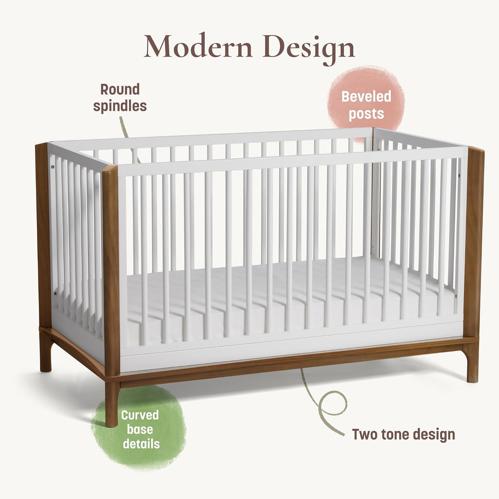 Laurel 4-in-1 Convertible Baby Crib to Toddler Bed in Black/Chestnut