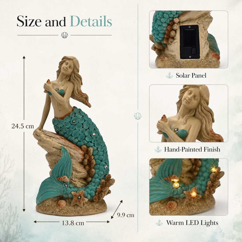 Magical Solar Mermaid Garden Statue Figurine | Casa Home Living