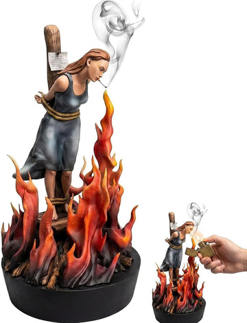 Witch Burn Sculpture Backflow Incense Burner, Gothic Witch Incense Holder with Waterfall Smoke Effect, Resin Dark