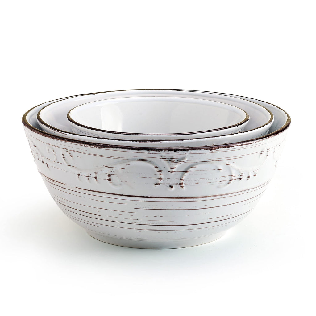 Trellis Serving Bowls, Set of 3, White