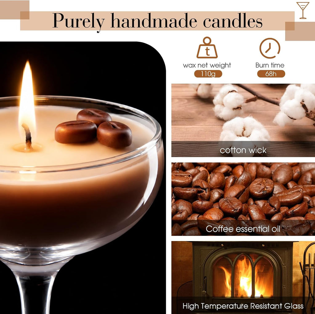 Sets Coffee Scented Candles Espresso Gifts, Martini - Set of 2