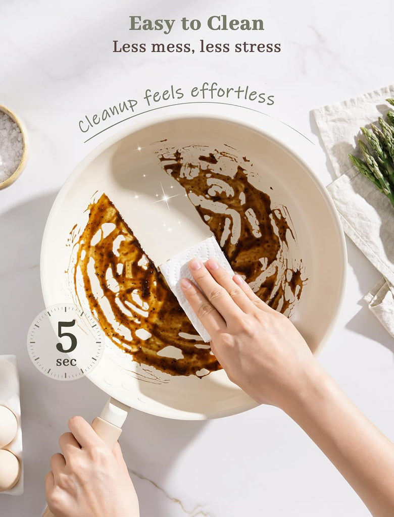 Pots and Pans Set Non Stick,Non Toxic 18 Pcs Ceramic Cookware | Dishwasher Safe Induction Cookware for Everyday