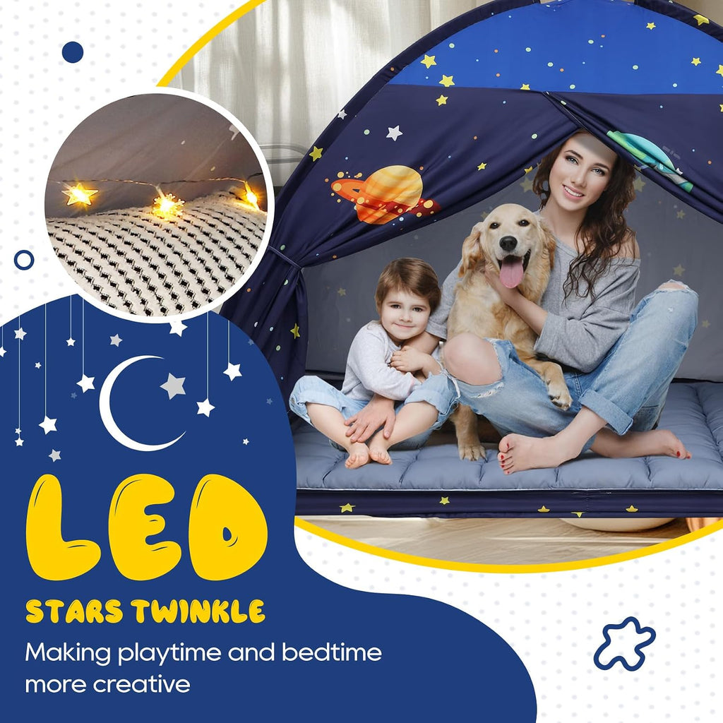 Twin Bed Tent Canopy, Space Indoor Toddler Bed Tent for Kids