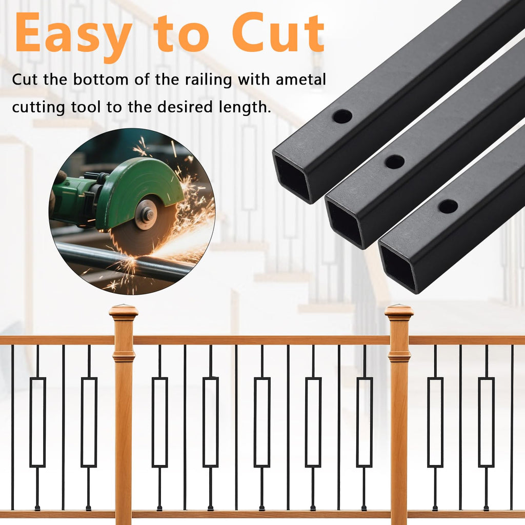 30Pack Wrought Iron Balusters 44 Inches Deck Balusters Combine 1/2" Square Plain Bar Balusters, 10 Single Rectangle