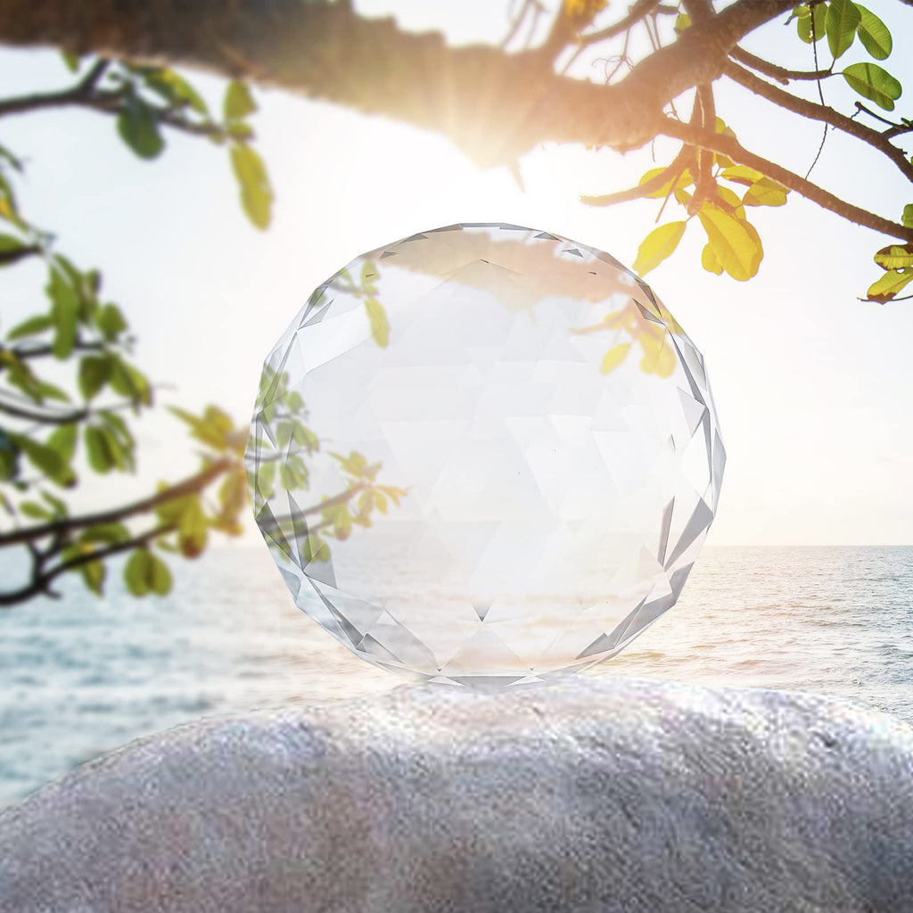 Transparent Glass Crystal Ball, Clear Prism Crystal Suncatcher Rainbow Maker Ball, 80mm, 100mm, 120mm. (100) Décor