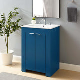 24-Inch Bathroom Vanity with Sink – Navy Cabinet with White Basin