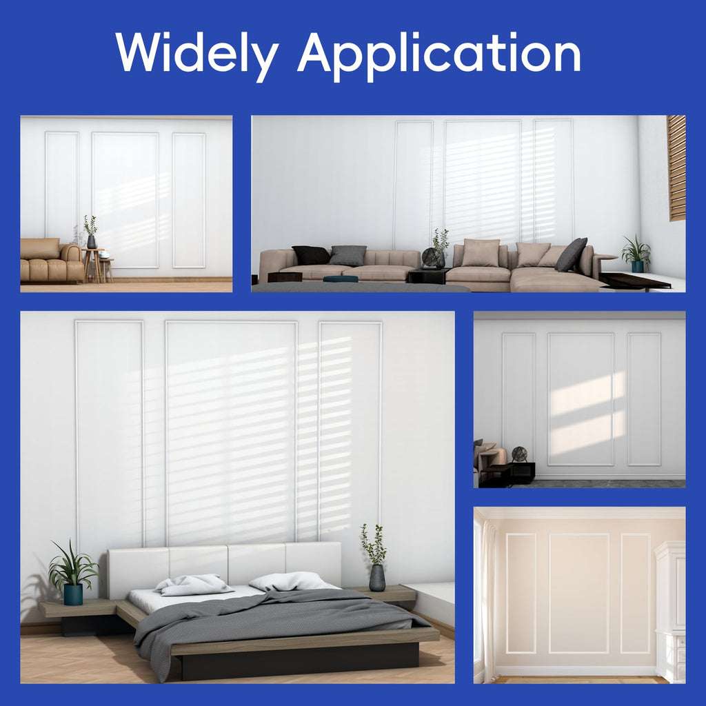 3 Sets Pre-Cut Wall Molding kit,Ready to Assemble Accent Molding Wainscoting Panels for Interior Walls Home Decor(3