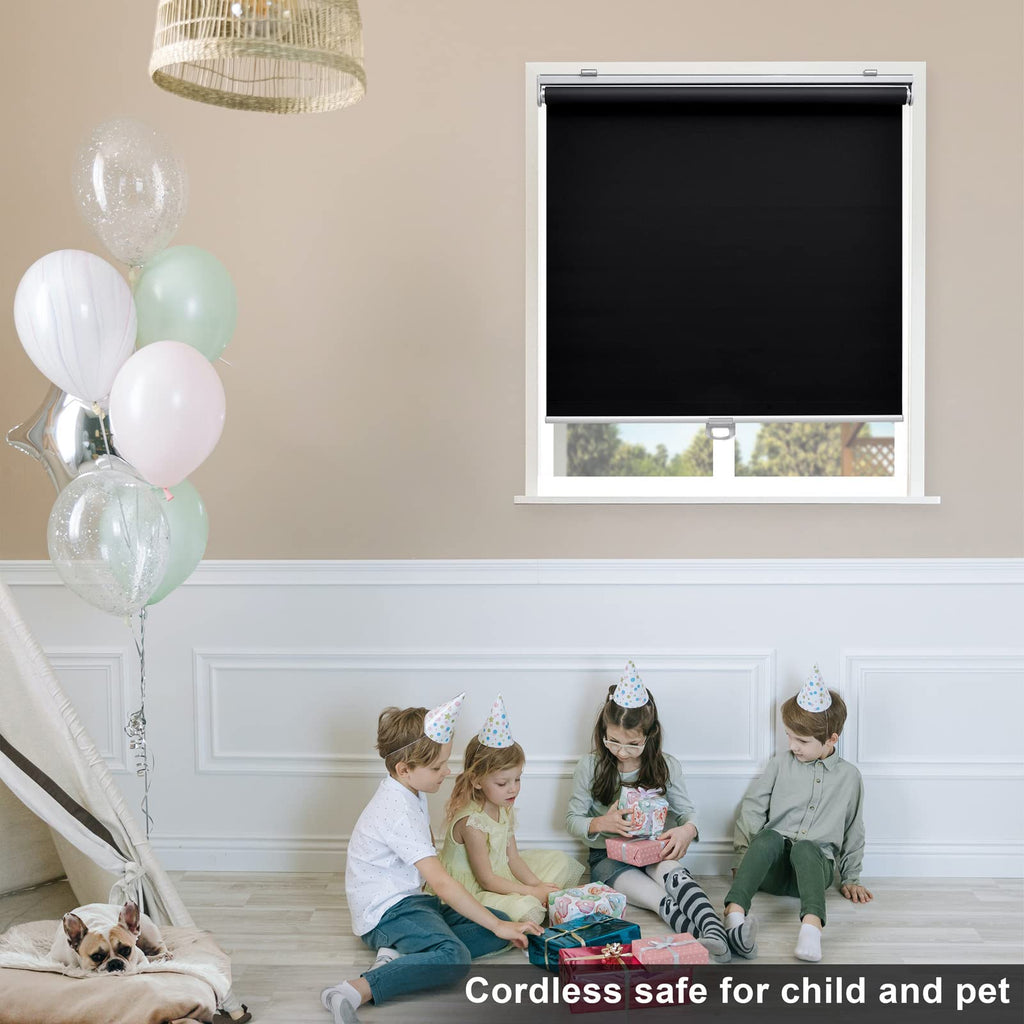 Blackout Cordless Roller Shades Blinds, Black
