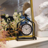 SOFFEE DESIGN 7.5'' x 10'' Mantel Clock Iron Tower Frame, Creative Bird Ornament Tabletop Clock