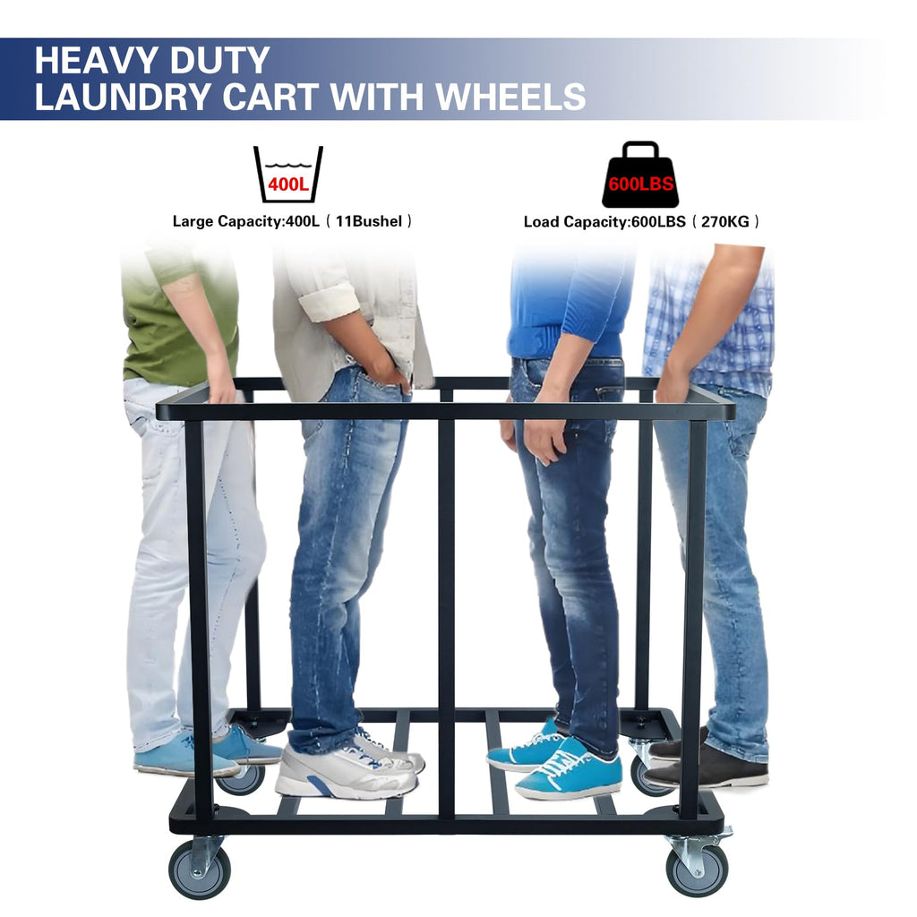 Commercial Laundry Cart with Wheels,400L Blue