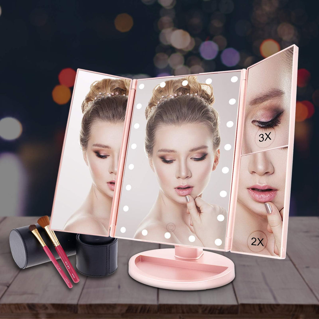 Makeup Mirror with 21 LED Lights,Two Power Supply Modes