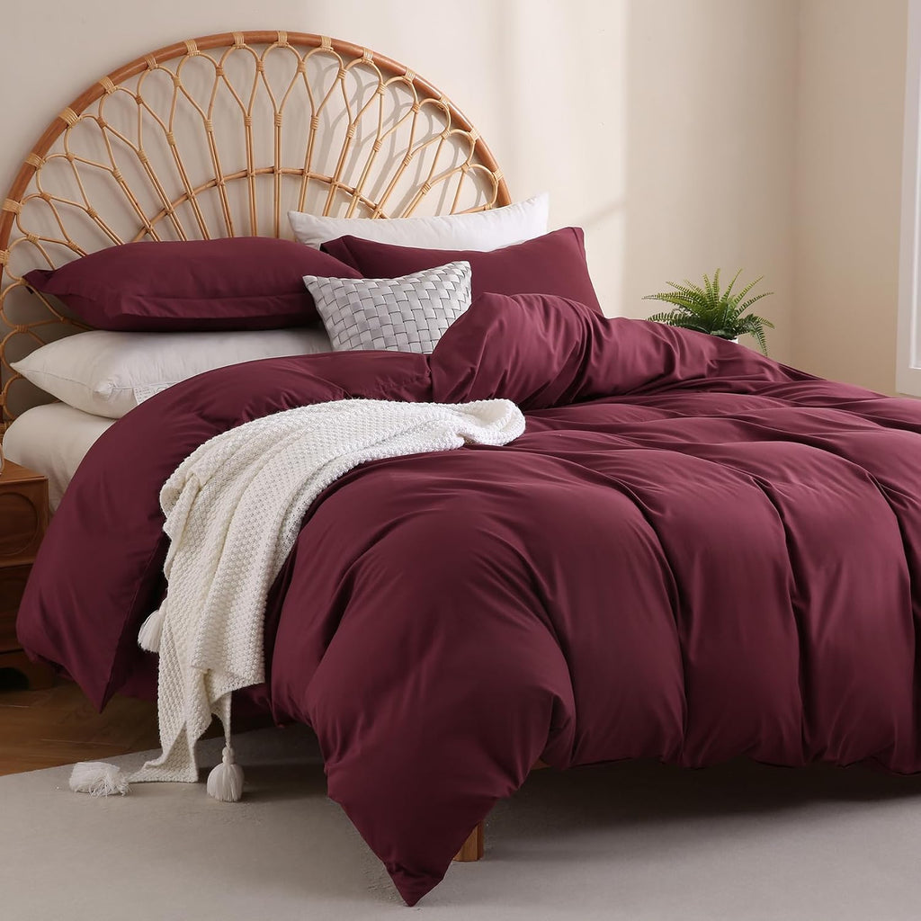 Duvet Cover Set, 3 Piece Duvet Cover with Pillow Shams, Soft Brushed Microfiber Zipper Closure