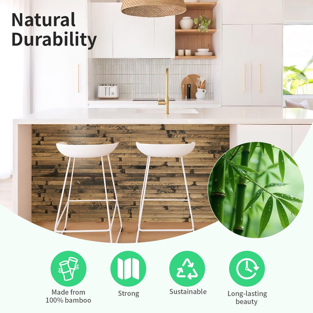 Natural Bamboo Wall Panel, 12 x 96 Inch, Dark Burned