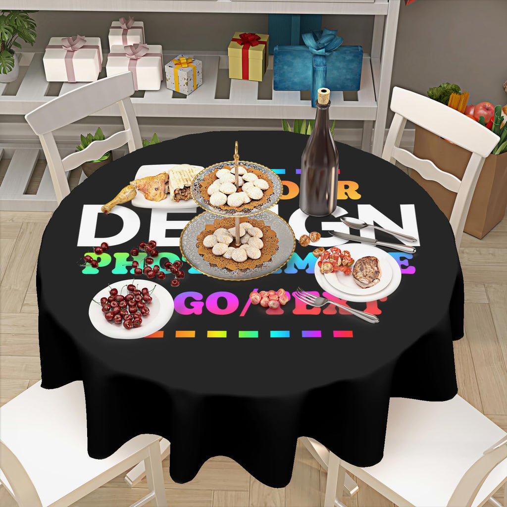 Custom Round Tablecloth 60 Inch Circle Table Cloth, Design Your Photo, Text, Business Logo, Oil Proof Wipeable Table