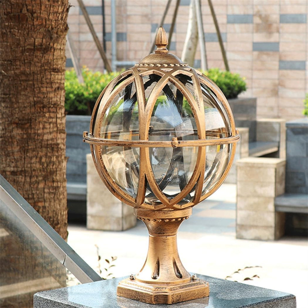 Classic Waterproof Glass Globe Outdoor Lighting for Garden, Patio, and Yard - Aluminum Pillar Light Fixture