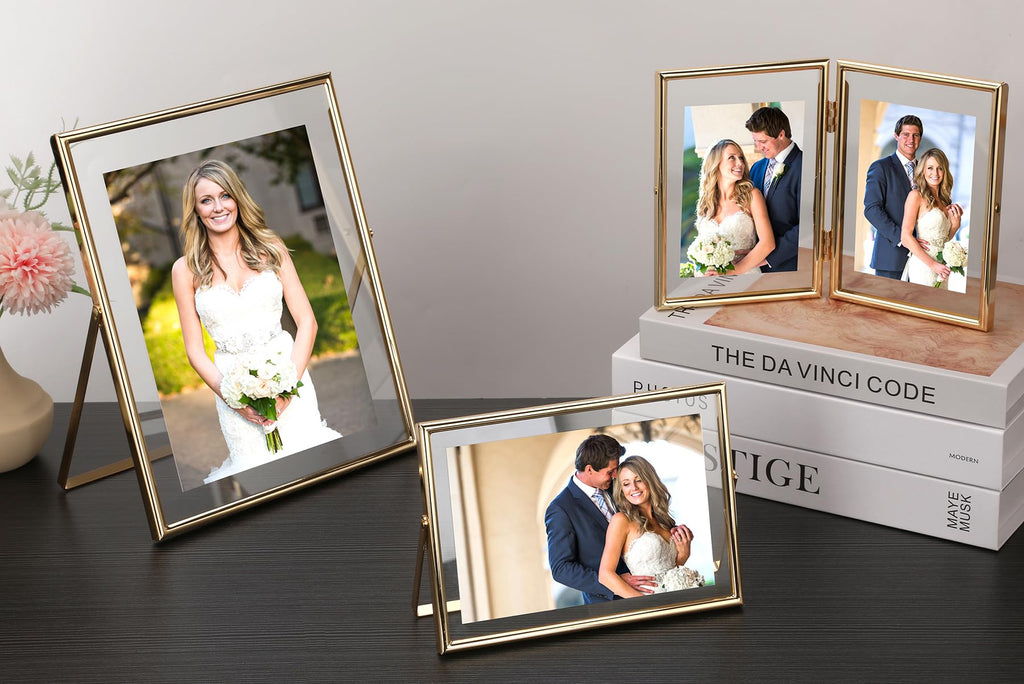 4x6 Triple Floating Frame, Metal Narrow Design, Gold