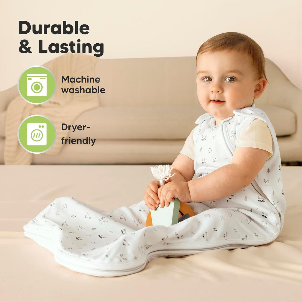 Pack Organic Baby Sleep Sacks, 100% Cotton 0.5TOG (Glacier, )