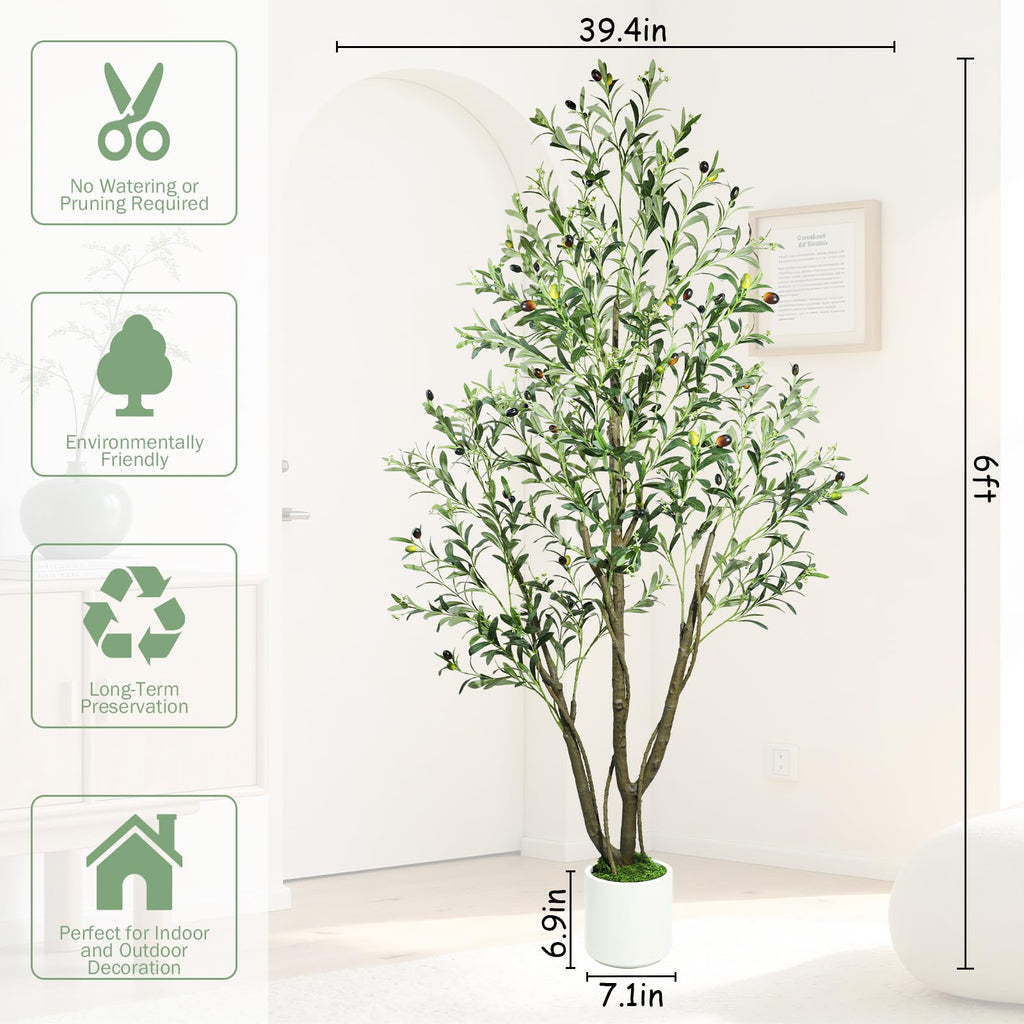 Artificial Olive Tree 6FT, Indoor Outdoor Faux Tree