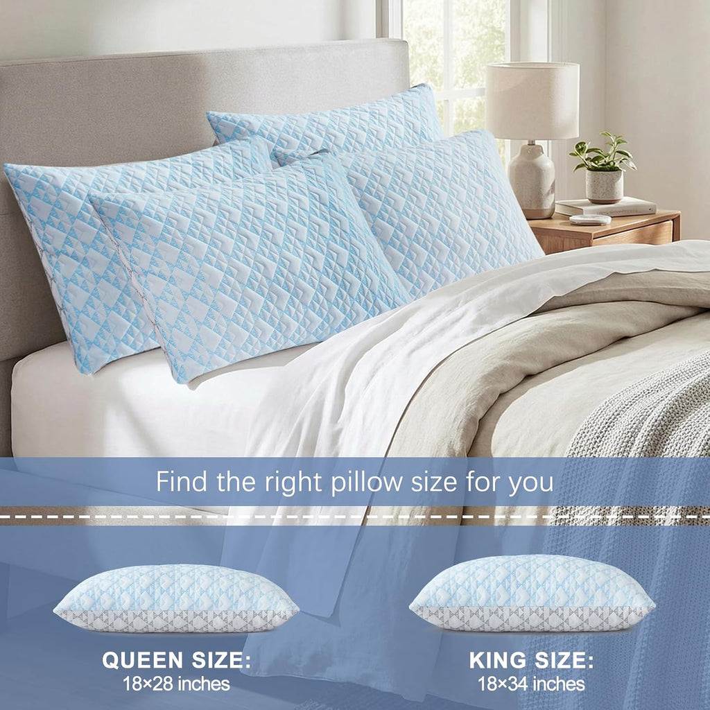 Cooling Shredded Memory Foam Pillows: Adjustable Bed Pillows for Hot Sleeping, King Size Set of 2, Customizable Loft