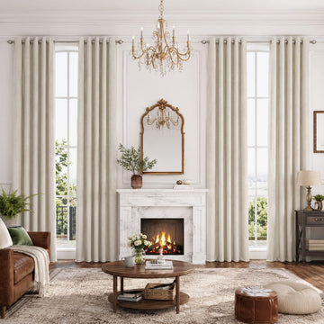 20ft Extra Long Curtains, 100% Blackout Faux Linen High Ceiling Curtains 240 Inches Long for 2 Story Living Room Tall