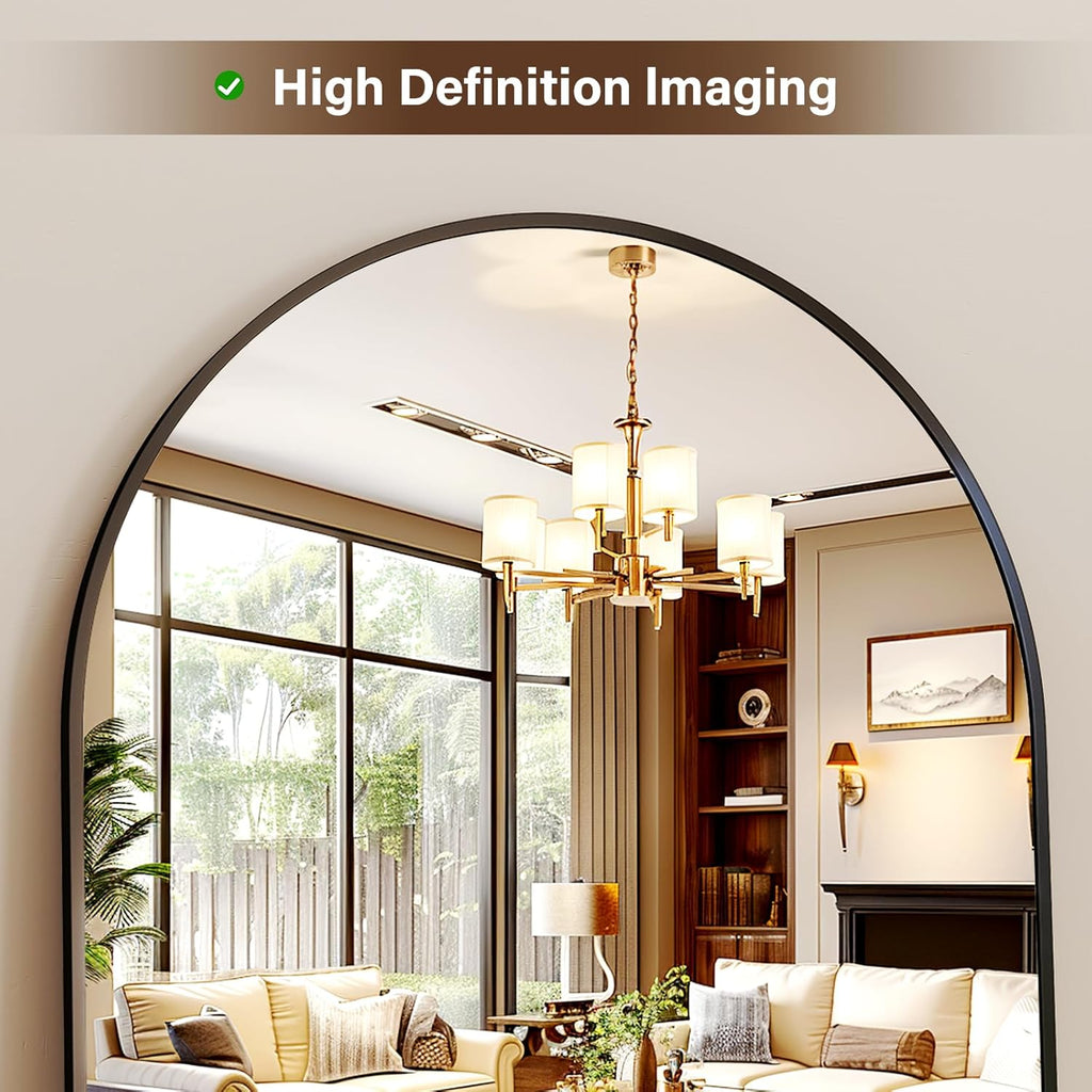 56"x21" Arched Full Length Mirror Floor Mirrors with Aluminum Alloy Frame Free-Standing Wall Mounted Floor Mirrors or