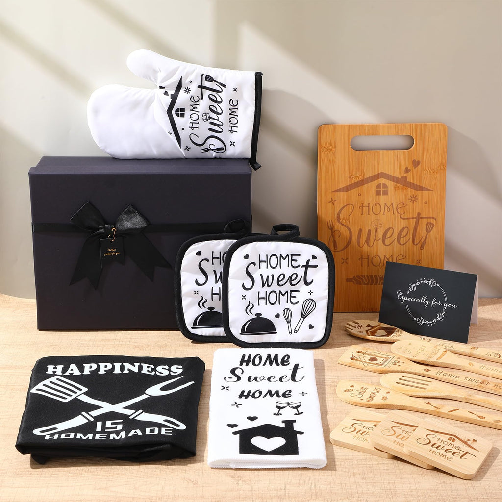 17Pcs Housewarming Gift Basket for New Home, with Bamboo Kitchenware