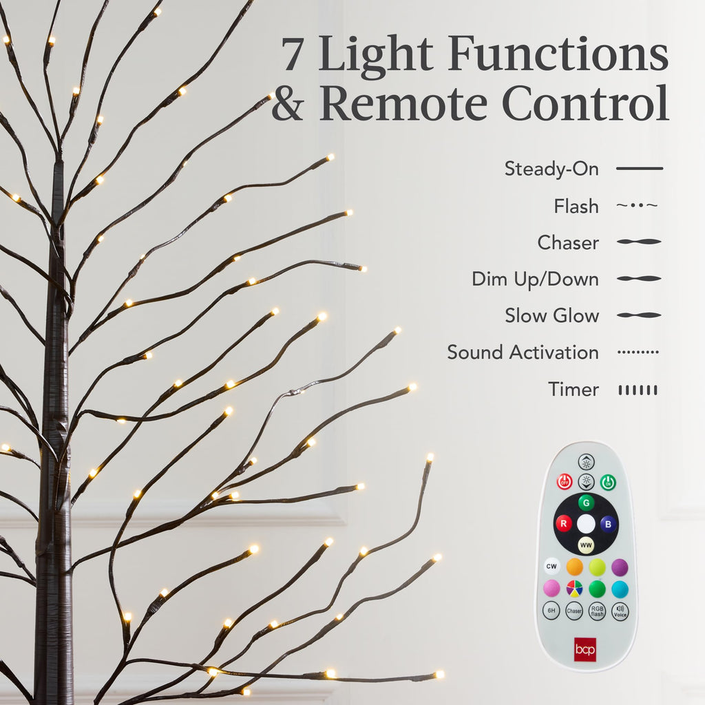 4ft, 6ft and 8ft Lighted Birch Tree, 3Pk w/LED Lights, 12 Color Options w/Warm White, Festival, Party, Holiday