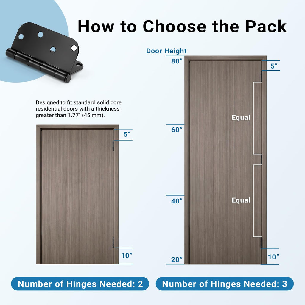 Interior & Exterior Door Hinges, 4 Inch Black Door Hinges, 24 Pack