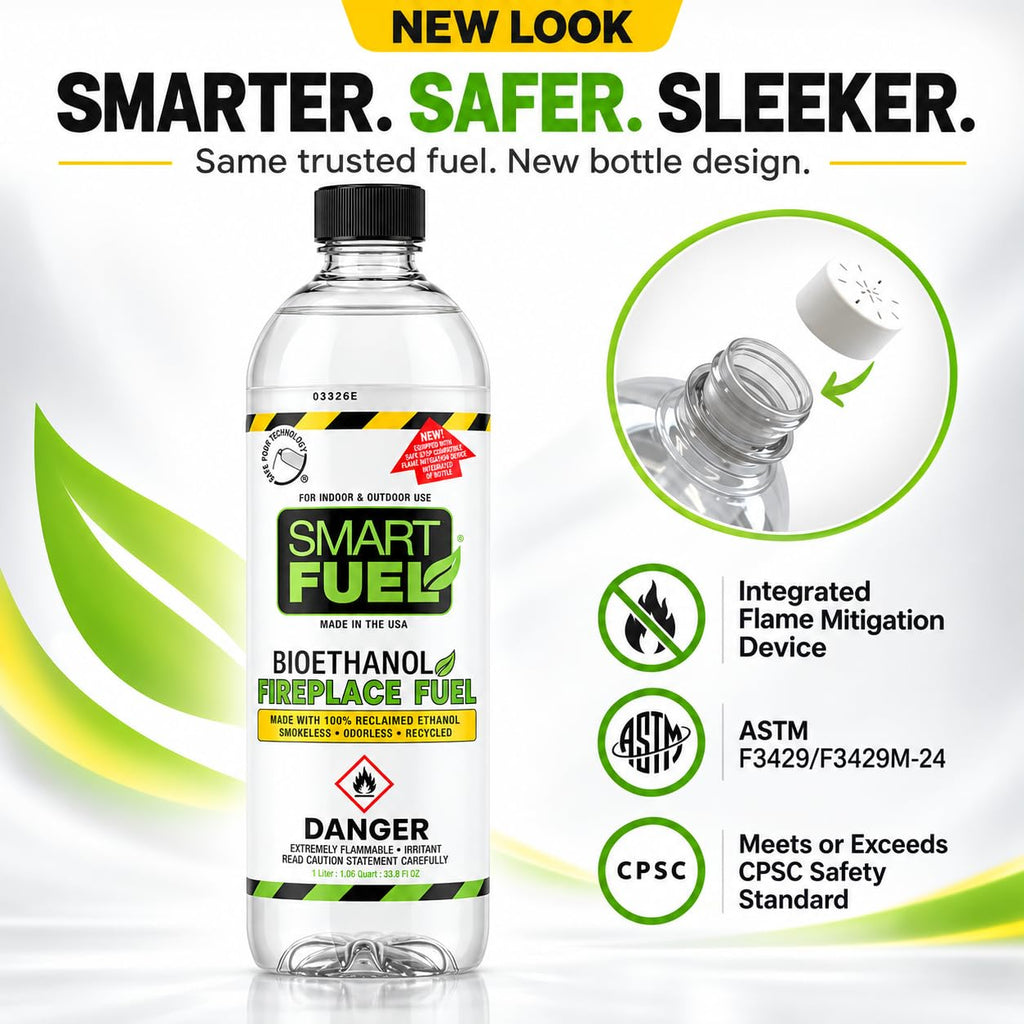SmartFuel Bioethanol Fuel, Denatured Alcohol for Fire Pits, 1 L (Pack of 6)
