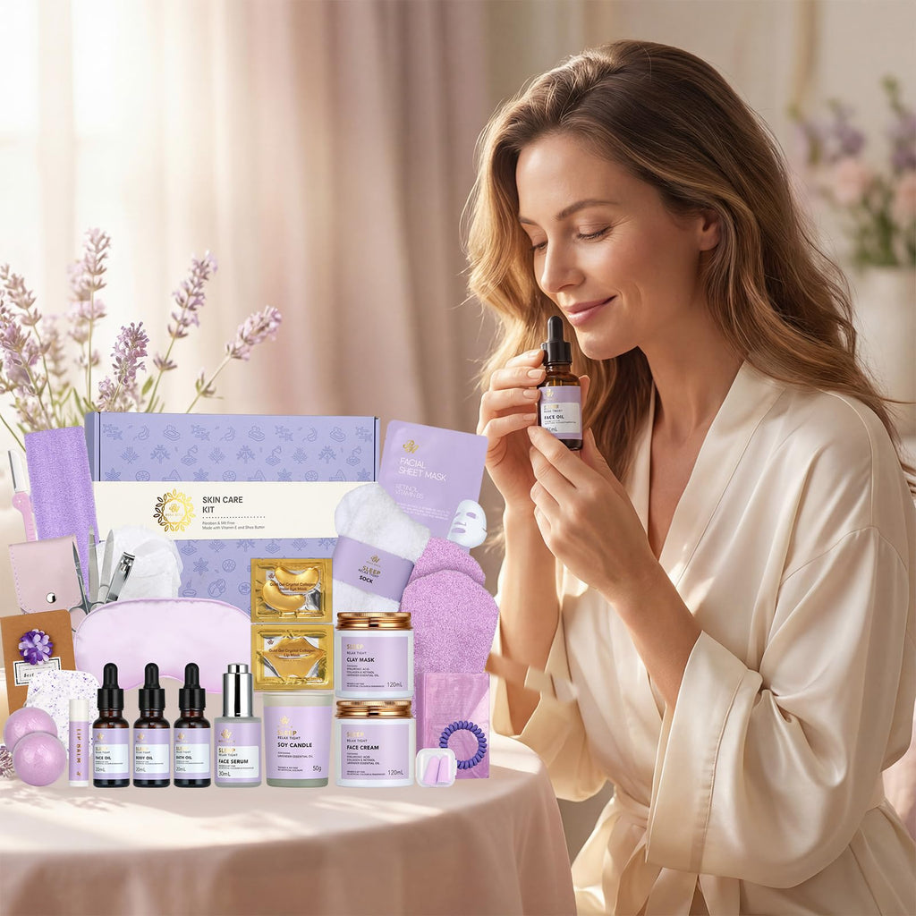 Gifts for Women, 30Pcs Lavender Skin Care Gift Set for Women, Bath & Body Gifts Basket Set, Home Spa Self Care Gift
