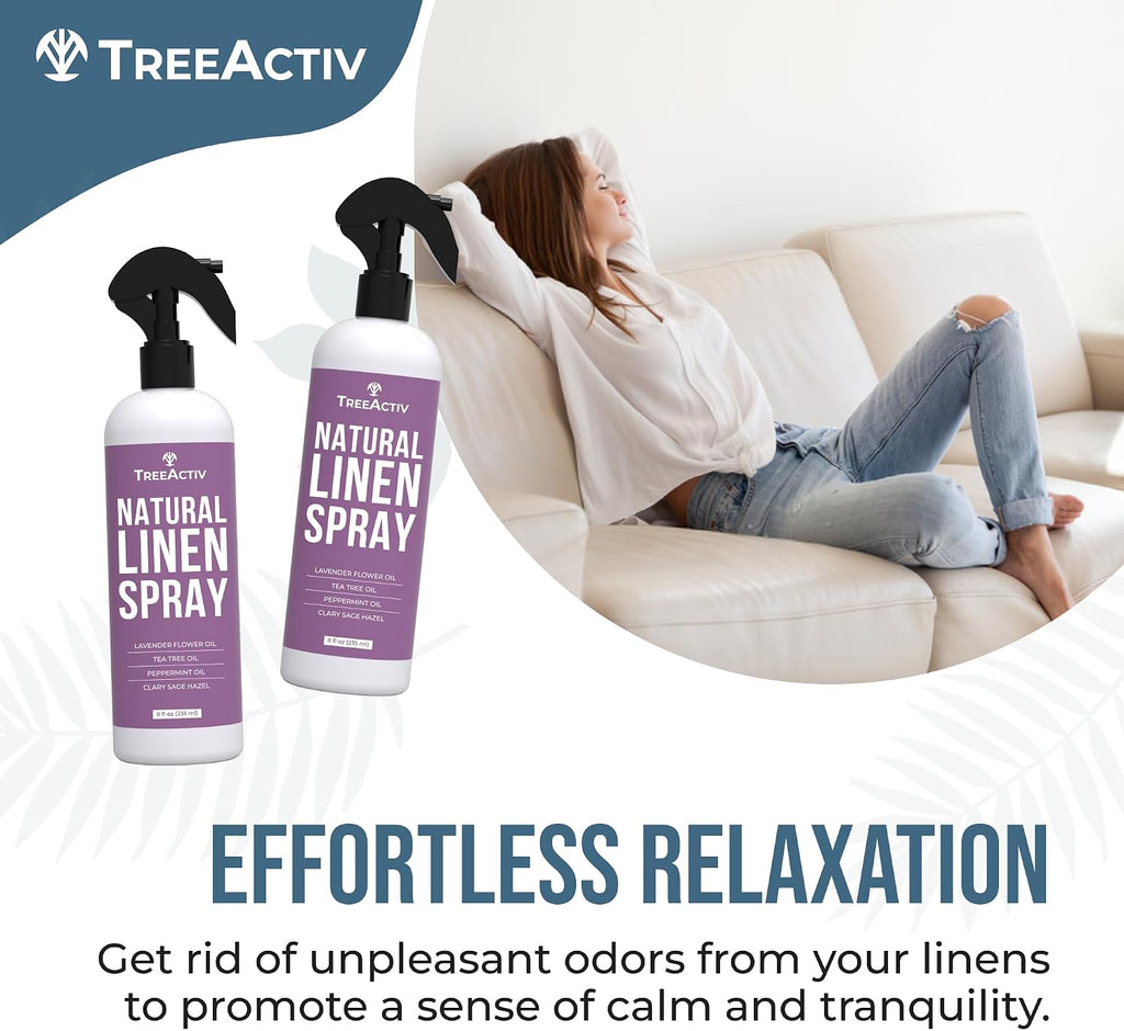Natural Linen Spray, 8 fl oz, Lavender for Sleep, Beddings, Pillows, and Sheets With Tea Tree, Pillow Mist Freshener - Set of 8