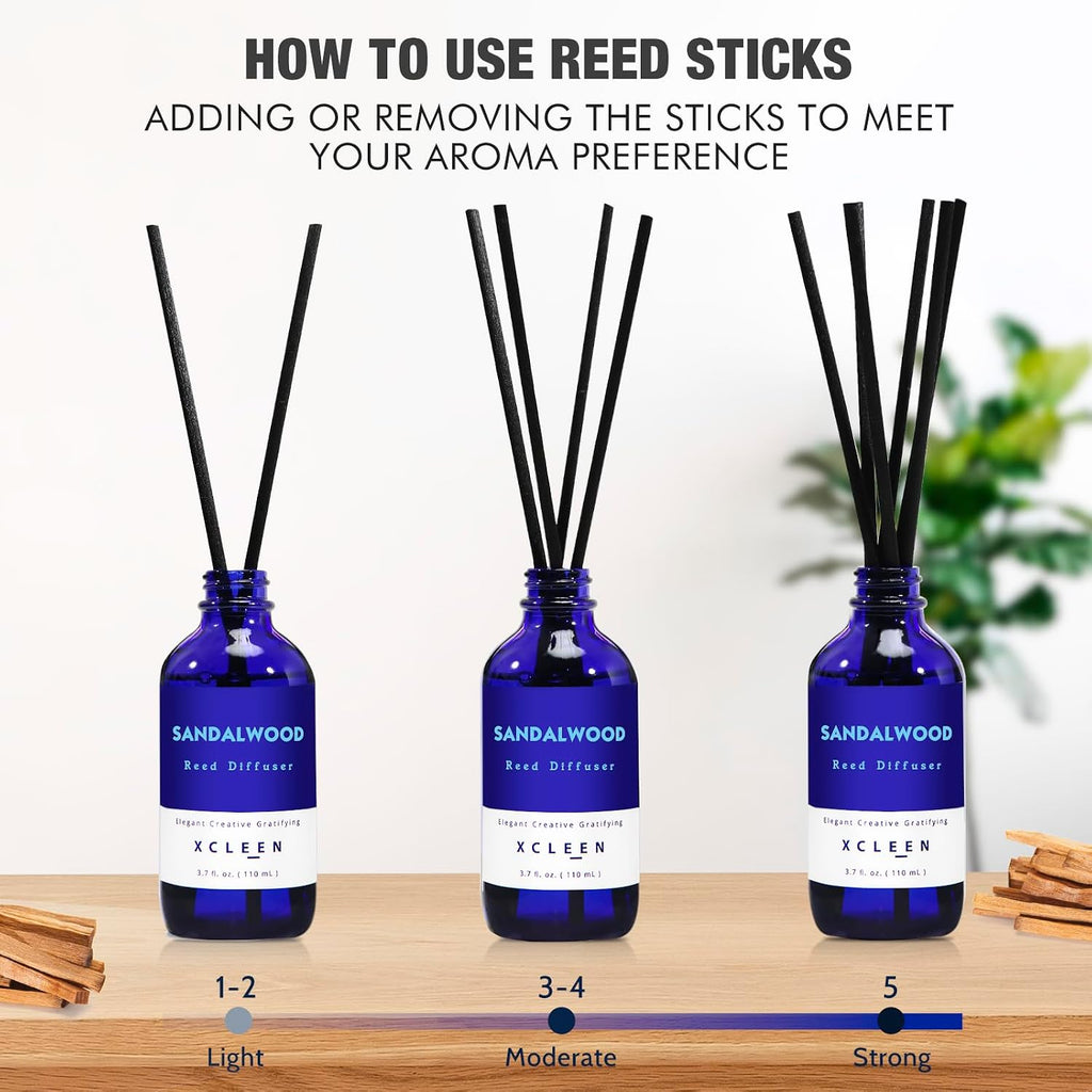 Reed Diffuser Set with Sticks, Sandalwood Scented Oil Diffuser, Room Fresheners, Home Fragrance Bedroom Office Decor - Set of 6